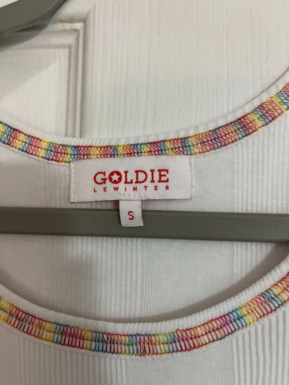 Goldie Lewinter Rainbow Connection Rib Tank - White - Size Small - Picture 3 of 4